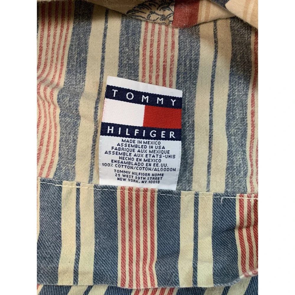 Vintage Tommy Hilfiger Red White Blue Tan Duvet Cover 86x86 Full Queen Americana